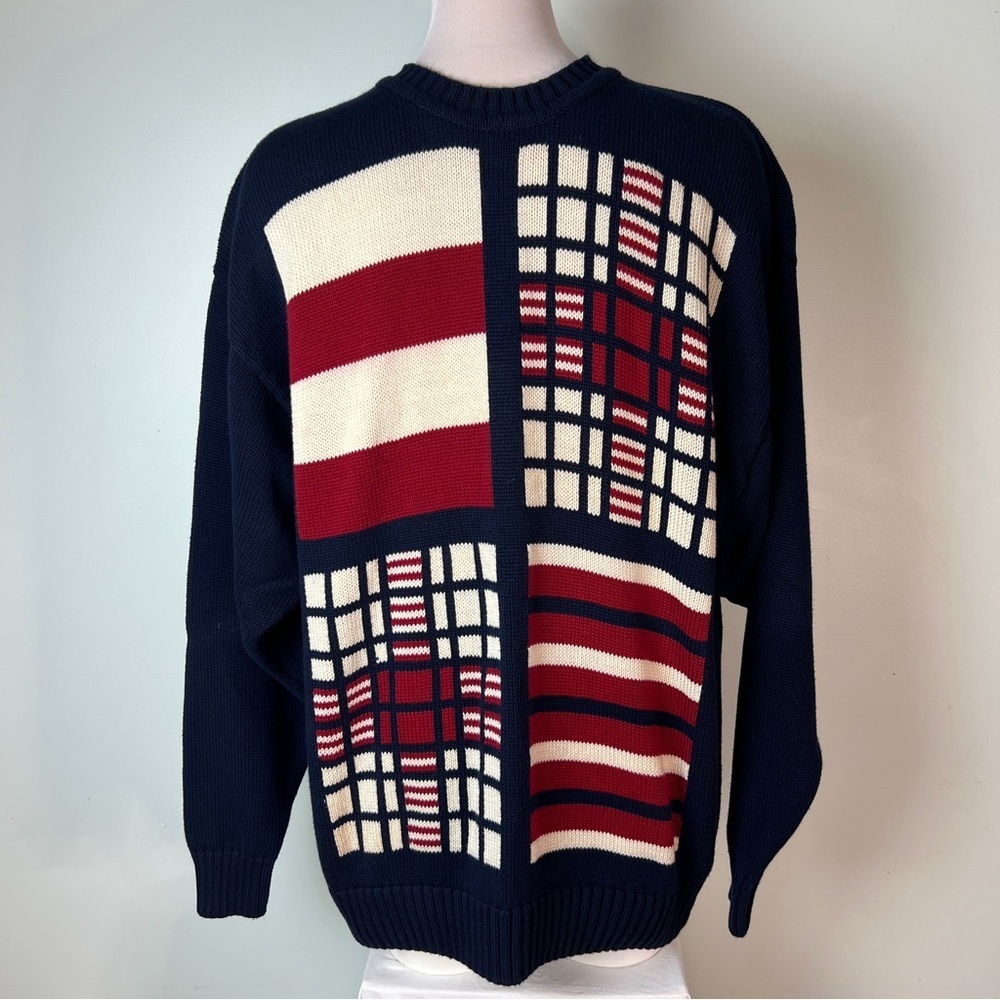 Jos. A. Bank Vintage Abstract Navy, Red & White | Patriotic | Men’s Size Large - Picture 2 of 7